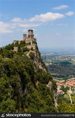 fortress on a cliff in San Marino