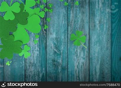 fortune, luck and st patrick&rsquo;s day concept - green paper shamrocks on white background. green paper shamrocks on white background