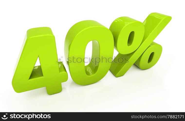 Forty percent off. Discount 40. &#xA;Percentage. 3D illustration