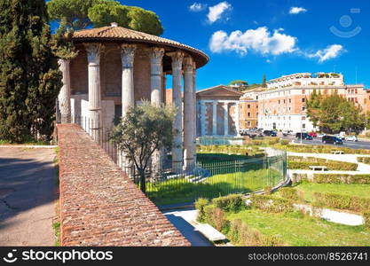 Forum Boarium and temple of Portuno acient landmarks of eternal city of Rome, Roman heritage in capital of Italy