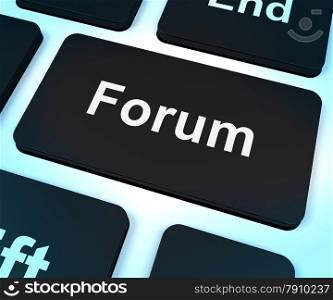 Forum Computer Key For Social Media Community Or Information. Forum Computer Key Shows Social Media Community Or Information