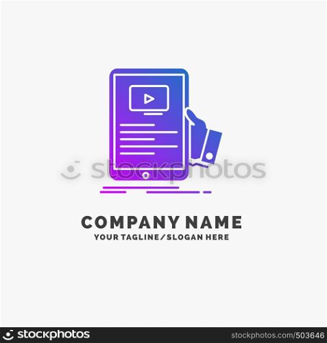 forum, online, webinar, seminar, tutorial Purple Business Logo Template. Place for Tagline.. Vector EPS10 Abstract Template background