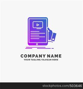 forum, online, webinar, seminar, tutorial Purple Business Logo Template. Place for Tagline.. Vector EPS10 Abstract Template background