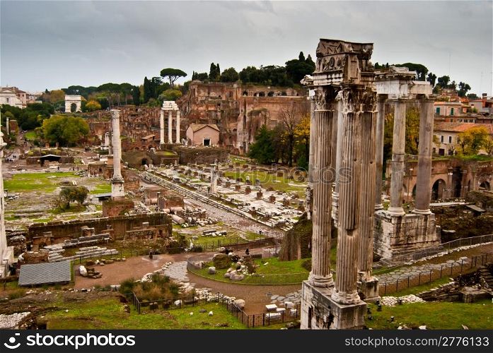 Forum Romanum . famous historic Forum Romanum in the centre of Rome
