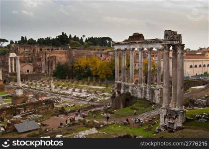 Forum Romanum . famous historic Forum Romanum in the centre of Rome