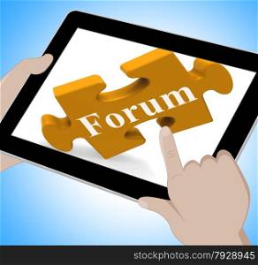 Forum Tablet Showing Internet Discussion And Exchanging Ideas