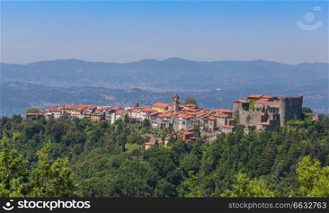 Fosdinovo village in Italy Tuscany panorama.. Fosdinovo village in Italy Tuscany panorama