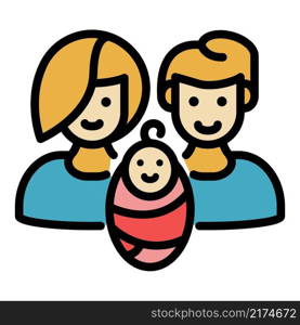 Foster family baby icon. Outline foster family baby vector icon color flat isolated. Foster family baby icon color outline vector