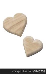 foto wooden hearts handmade on isolated background