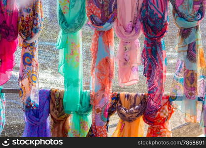 foulard scarves of many colors and patterns