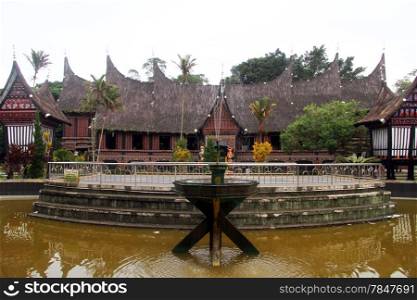 Fountain and facade of palace in Bukittingi, Indonesia