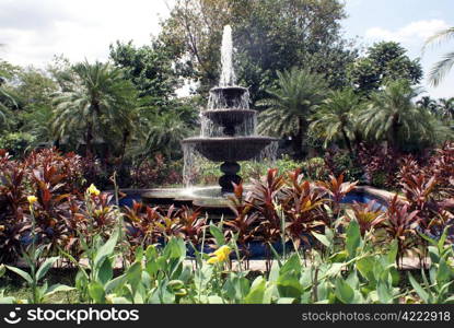 Fountain and garden in Manila, Philippines