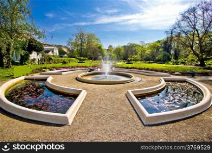 Fountain and park in Zagreb, capital of Croatia