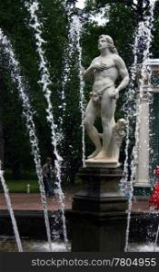 Fountain and sculpture in Peterhof, Russia