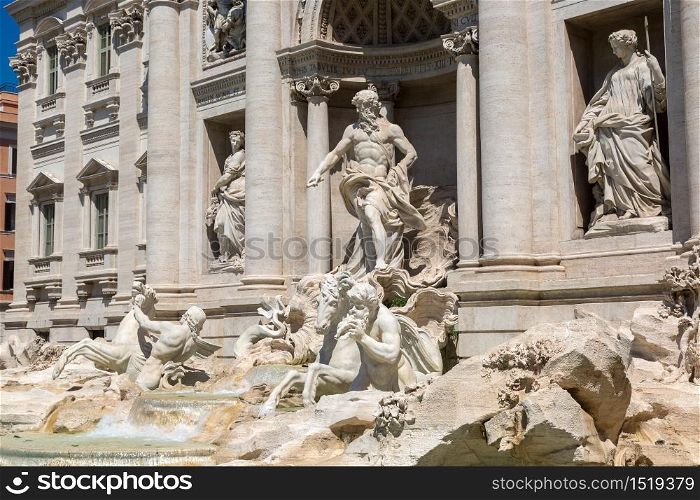 Fountain di Trevi in Rome, Italy in a summer day