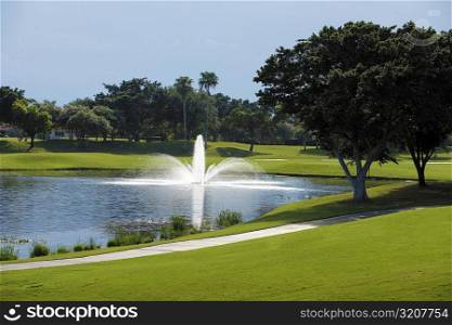 Fountain in a golf course