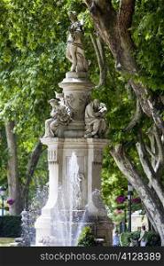 Fountain in a park, Madrid, Spain