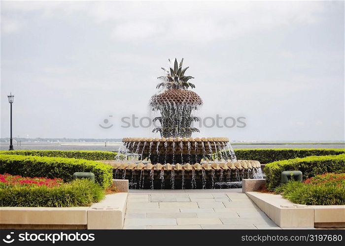Fountain in a park, Waterfront Park, Cooper River, Charleston, South Carolina, USA