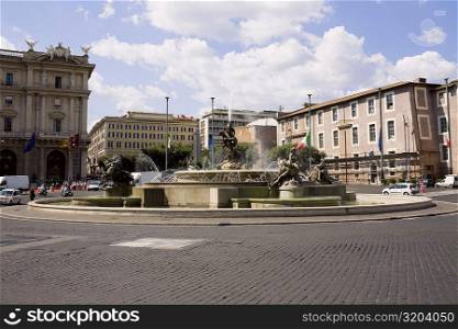 Fountain in front of a building, Fontana Delle Naiadi, Piazza Della Repubblica, Rome, Italy