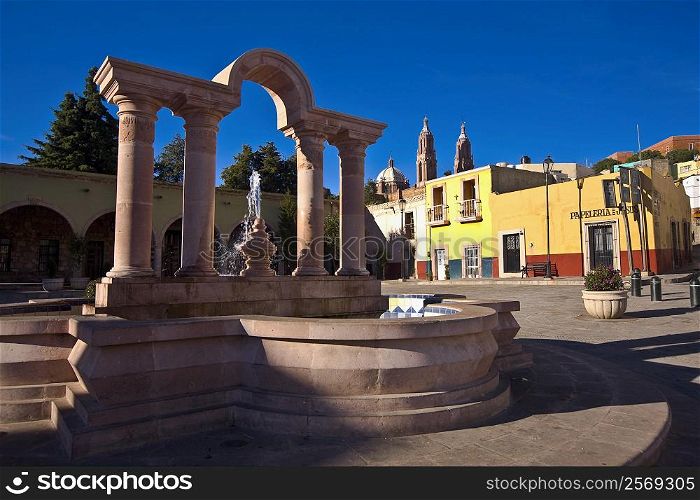 Fountain in front of a building, Zacatecas, Mexico