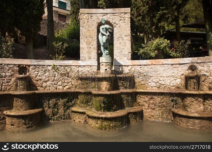Fountain in Gardone on banks of Lake Garda in Italy