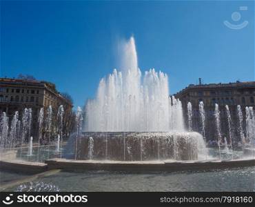 Fountain in Milan. Fountain in front of Castello Sforzesco in Milan