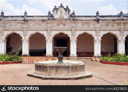 Fountain in old palace in Antigua Guatemala