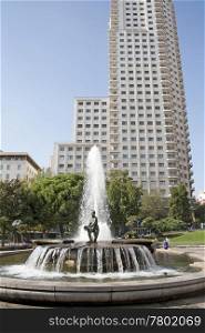 Fountain in square Spain in Madrid