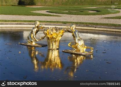 Fountain in the castle of Versailles, Ile de France, France