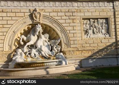 Fountain in the park Montagnola (Parco della Montagnolla) in the city of Bologna, Italy