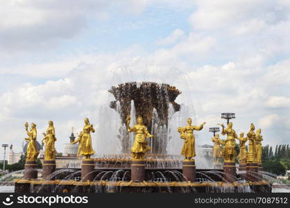 Fountain of Friendship of Peoples in VDNKh park (Exhibition of Achievements of the USSR National Economy), Moscow, Russia