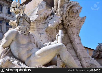Fountain of the four rivers in Piazza Navona, Rome Italy