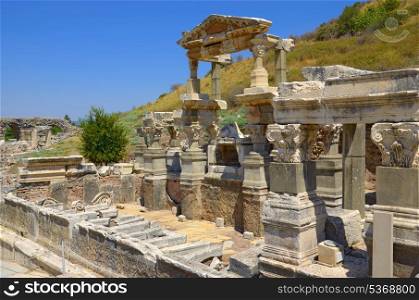 Fountain of Trajan in Ephesus. Turkey.