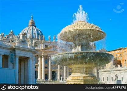 Fountain on the Saint Peter Square. Vatican. Rome