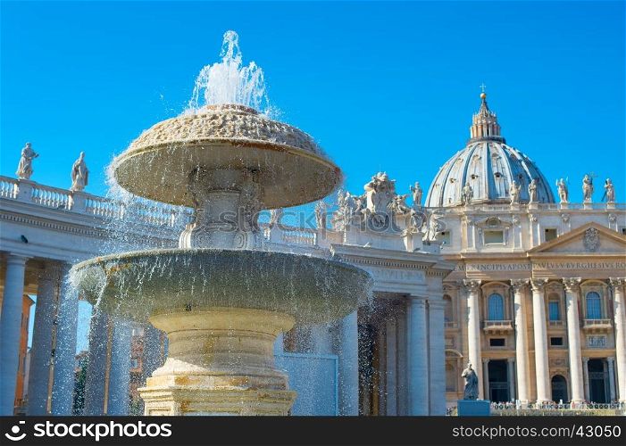 Fountain on the Saint Peter Square. Vatican. Rome&#xA;
