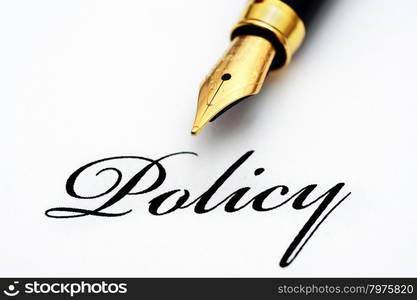 Fountain pen on policy text