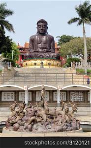 Fountain, staircase and big statue Buddha in Changhua, Taiwan
