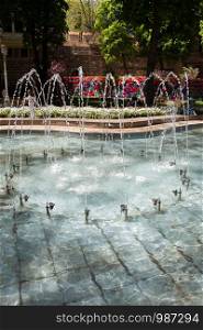 Fountain with sprays as Summer time freshness and relax concept