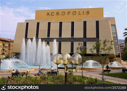 Fountains in front of a building, Acropolis Conference Center, Nice, France