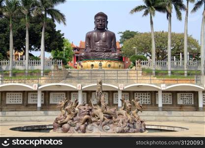 Fountrain and statue of Big Buddha in Changhua, Taiwan