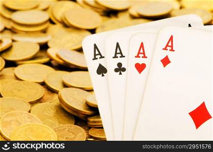 Four aces and lots of gold coins