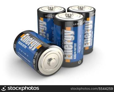Four batteries on white isloted background. 3d