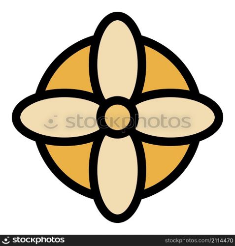 Four blades fan icon. Outline four blades fan vector icon color flat isolated. Four blades fan icon color outline vector