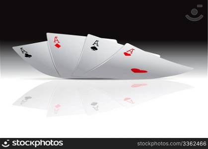 Four card aces vector illustration. Poker concept
