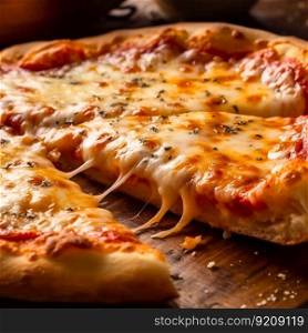 Four Cheese Pizza Close Up. Generative ai. High quality illustration. Four Cheese Pizza Close Up. Generative ai
