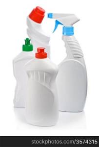 four cleaning bottles