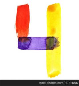 Four - Colorful watercolor alphabet