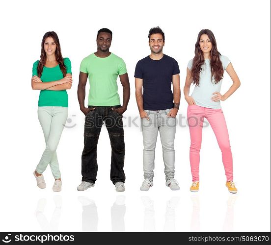 Four different adult persons isolated on a white background