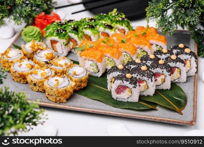 Four different types of sushi rolles