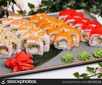 Four different types of sushi rolles